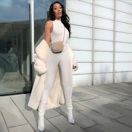 New Sleeveless Slim High Top Sports Jumpsuit