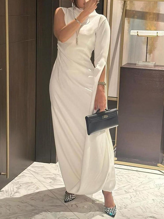 Color Split-side All-match Flying Sleeves Maxi Dresses