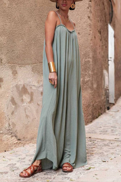 Vacation Suspender Loose Wide Leg Jumpsuit