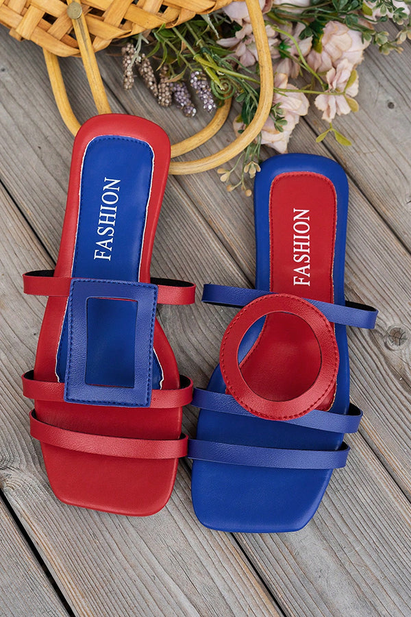 Fashionable and Color-blocked Simple Flat Sandals