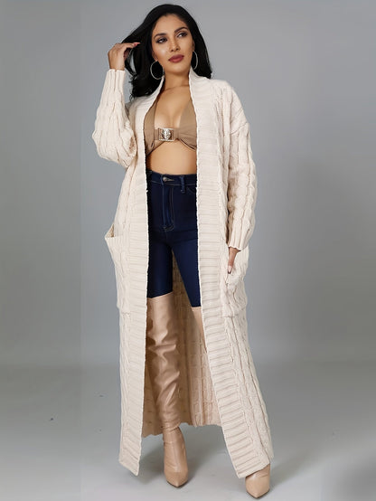 Long Length Cable Knit Cardigan Tf8521