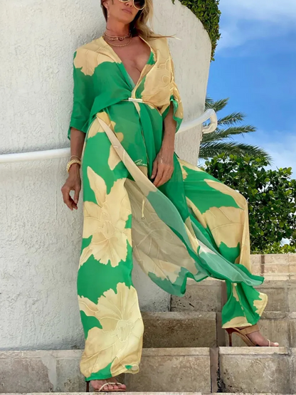Print Beach Kaftan and Pants