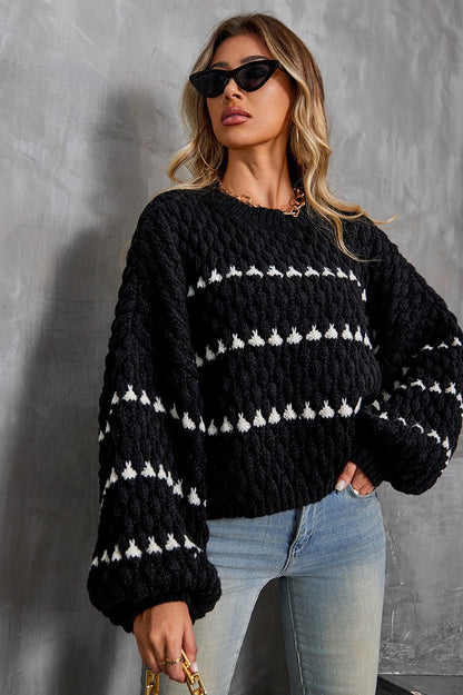 Striped Round Neck Knit Sweater