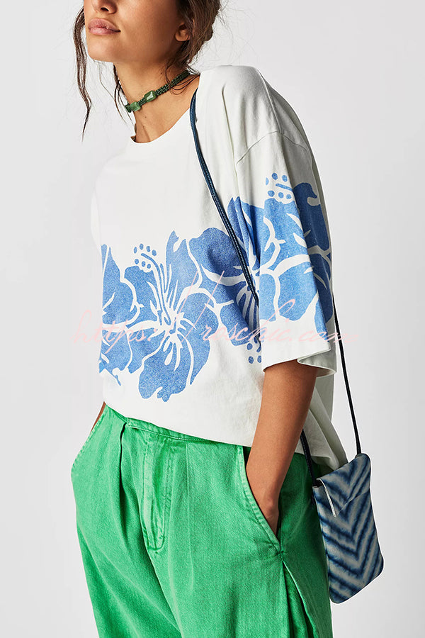 Print Loose Round Neck Short Sleeve T-shirt