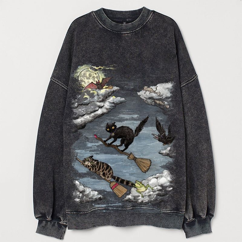 Halloween Witch Black Cat Sweatshirt