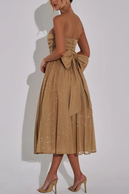 Off-shoulder Backless Bow Maxi Dress