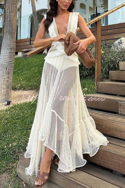 See-through Mesh Lace Resort Beach Skirt