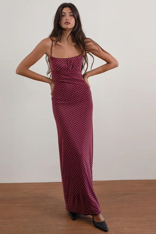 Backless Polka Dot Cami Maxi Dress