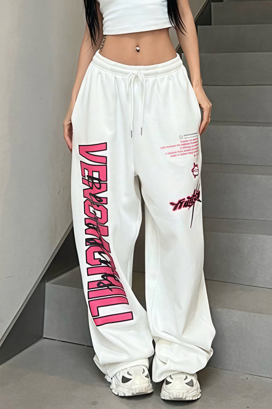 Hip Hop Print Draped Wide Leg Pants
