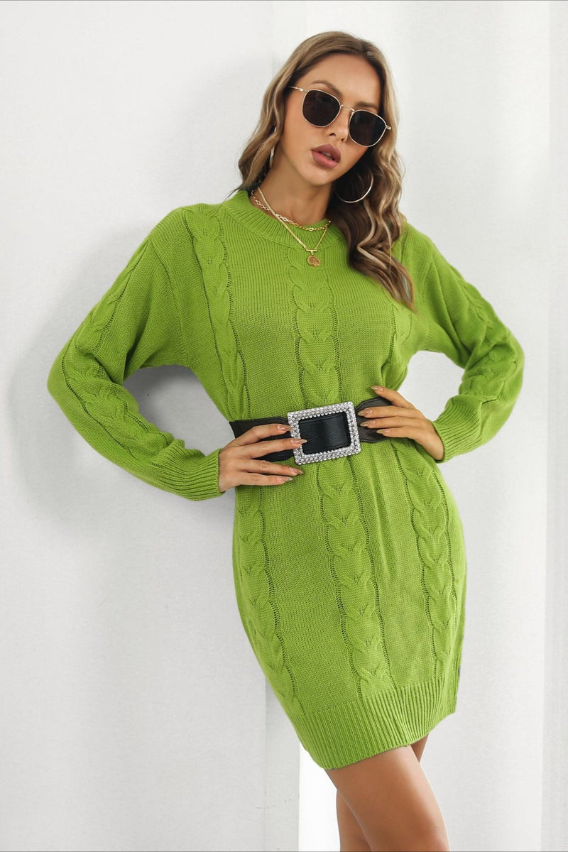 Loose Fit Cable Knit Sweater Dress