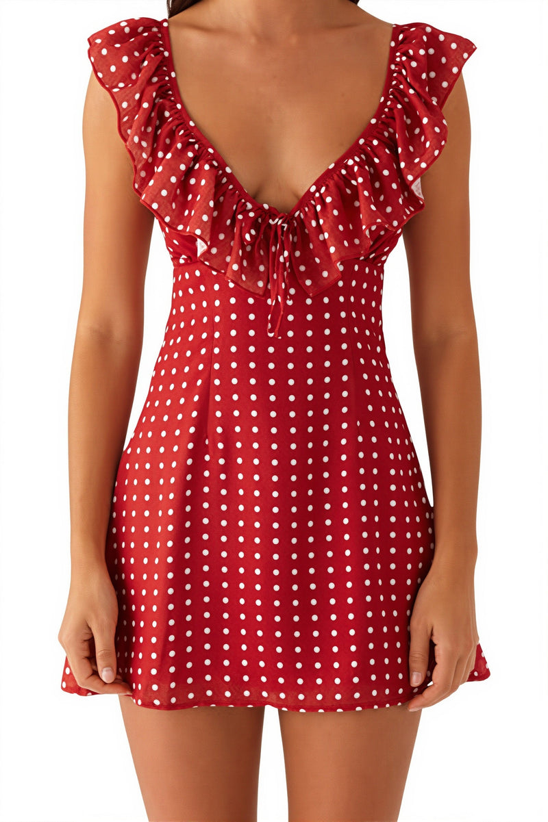 Backless Ruffled Mini Dress