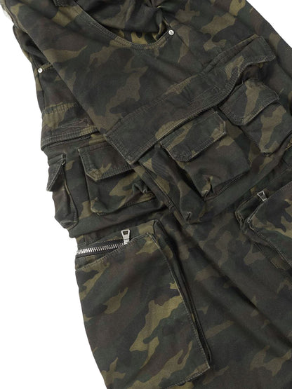 Camo Wide-leg Cargo Overalls - Style