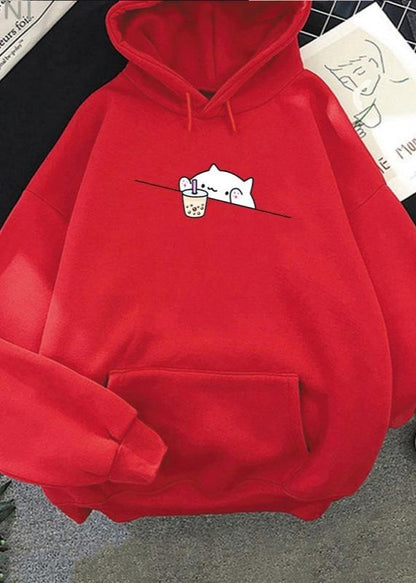 Adorable Cat Boba Hoodie - Soft & Cozy ’s Sweatshirt