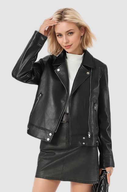 In-stock Short Pu Leather Coat