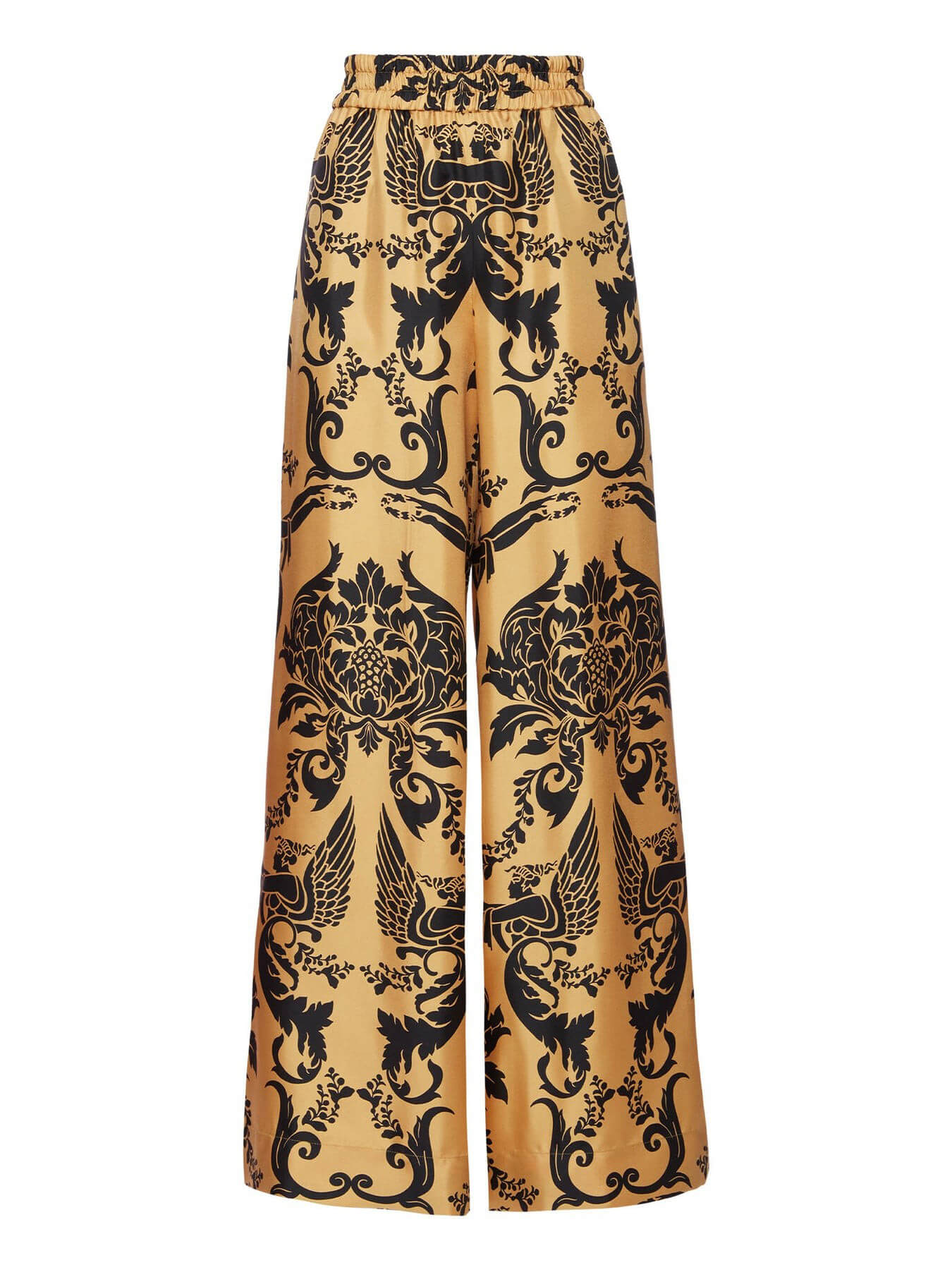 Satin Print Pocket Wide-leg Pants