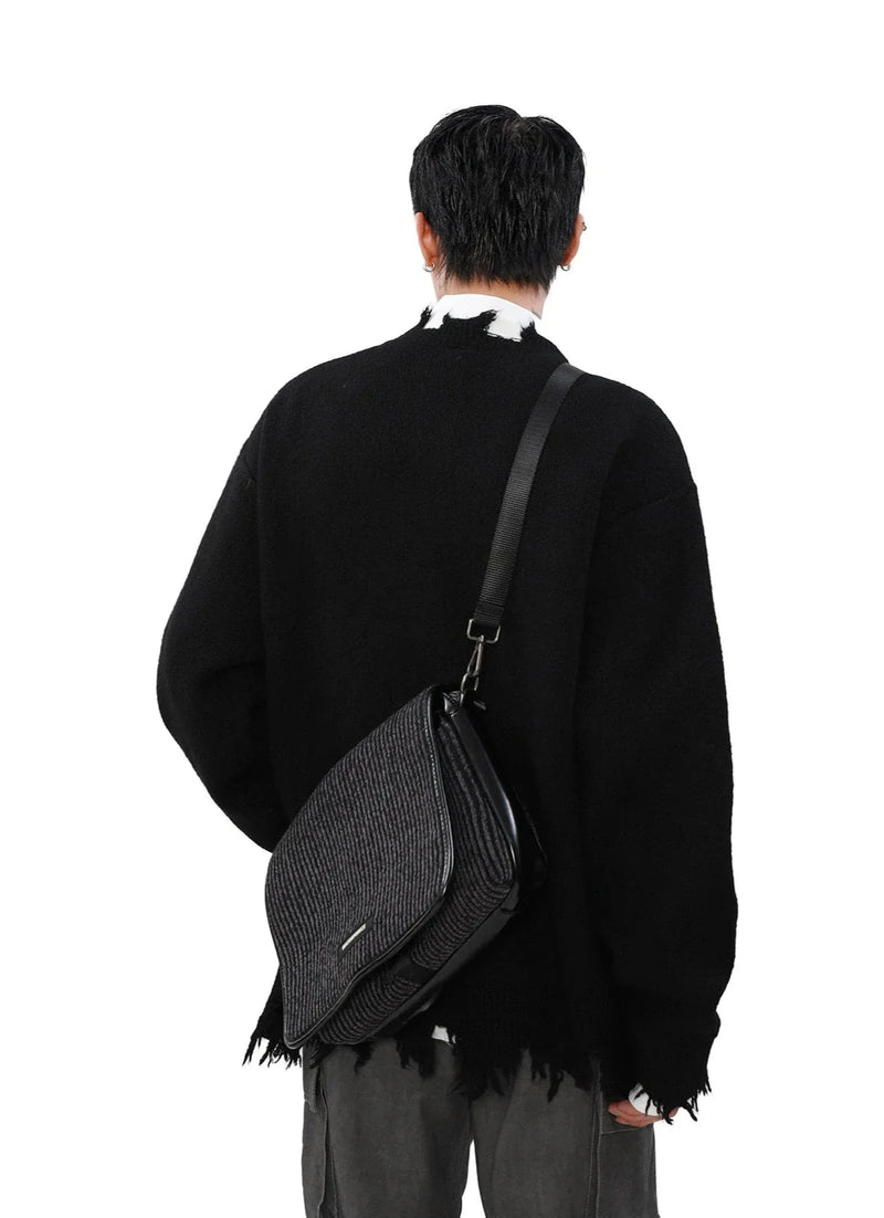 Cross Zipper Half-zip Distressed Sweater