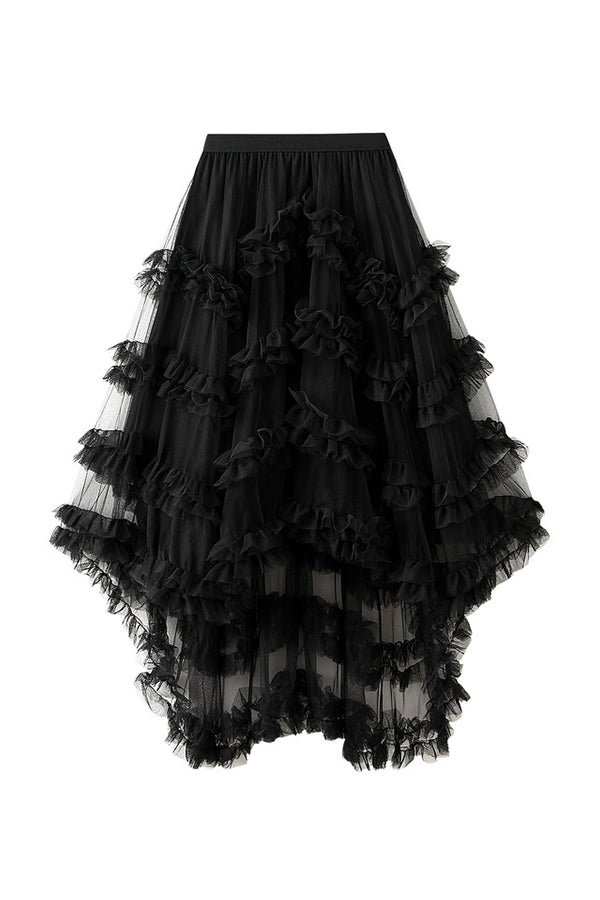 Candy Color Elastic Waist Mesh Skirt