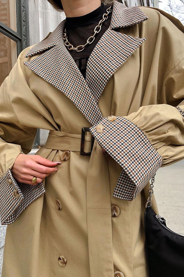 Paneled Double-breasted Trench Coat