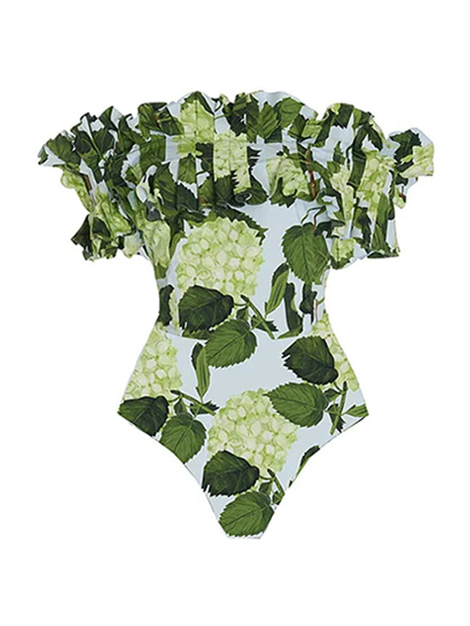 Print One Piece Swimsuit and Skirt