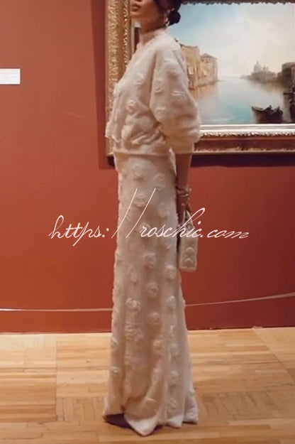 3d Decorated Stretch Holiday Maxi Skirt