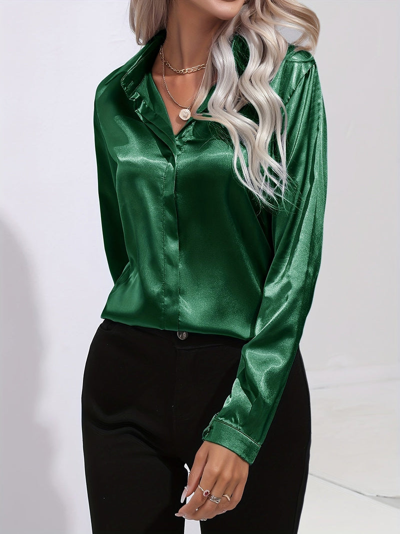 Sarah | ’s Button Down Long Sleeve Satin Blouses