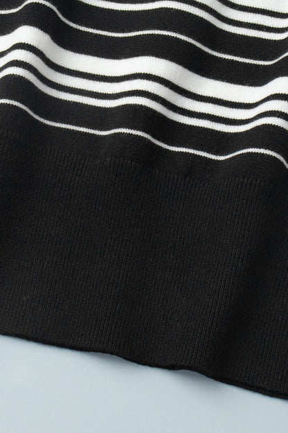 Striped Knit Polo Sweater