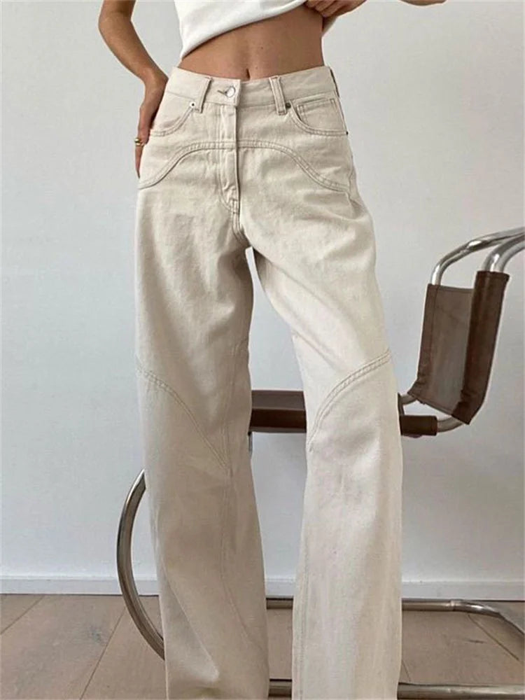 High Waist for Straight Legg Slim Summer Straight High Street Sweatpants Pocket Denim Trousers