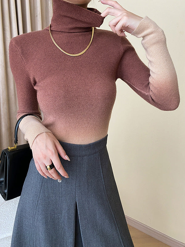 Art Purple High-neck Gradient Long Sleeve Sweater Qx018