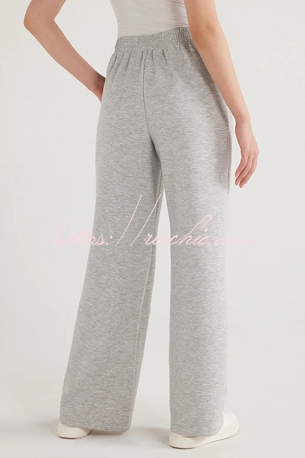 Weather Gets Cold Color V-neck Top and Elastic Waist Pocketed Lounge Pants Set
