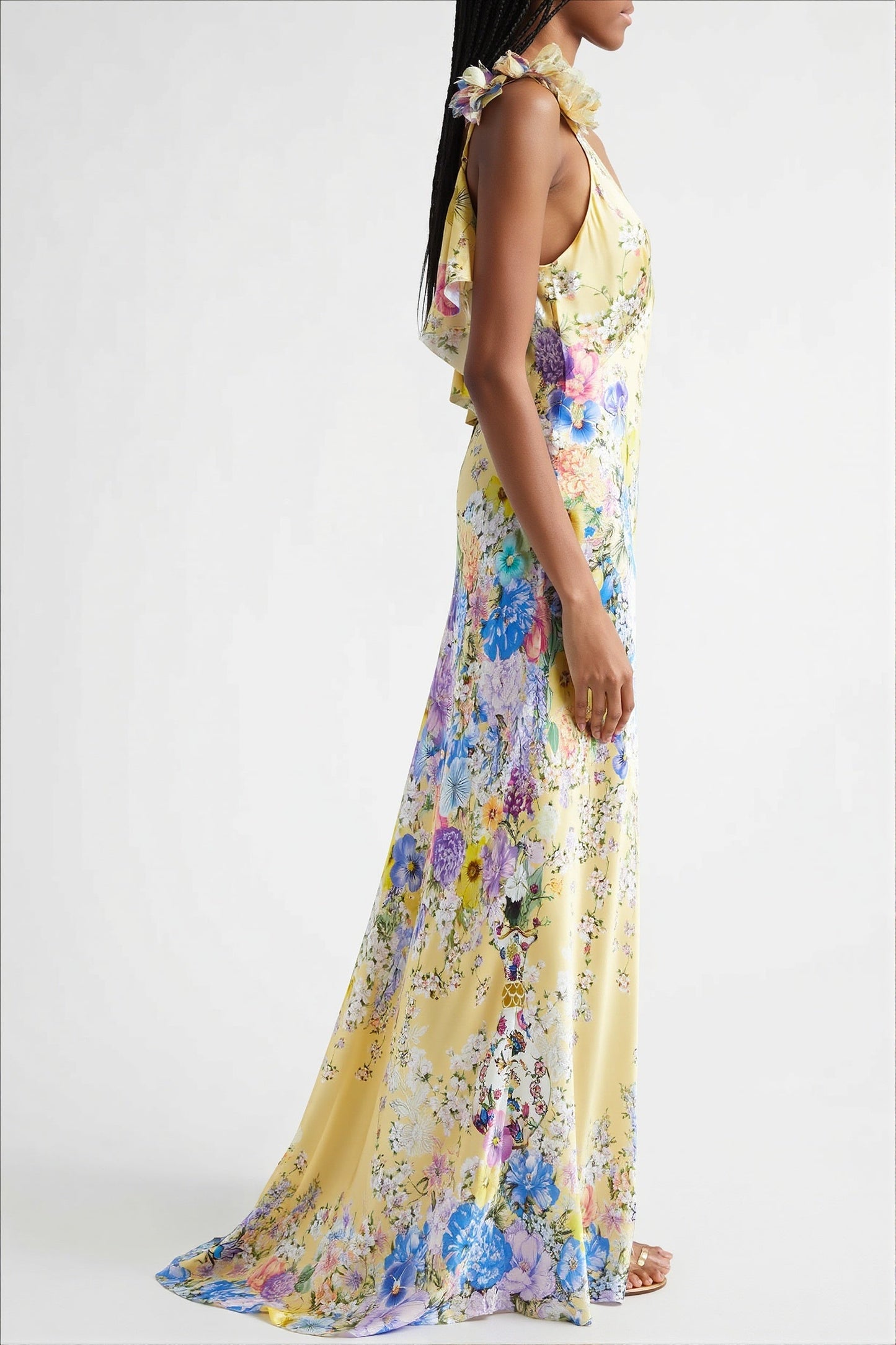 Ruffle Strap Backless Maxi Dress