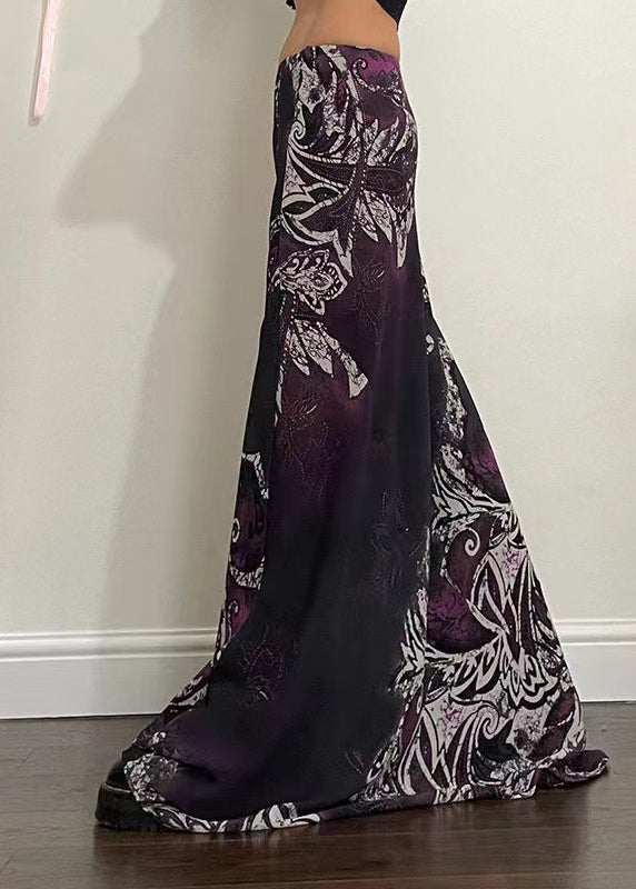 Purple Print Spring Draping Line a Skirt