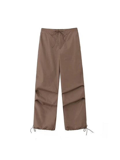 Parachute Cargo Pants Jogging Trousers High Elastic Waist Female Lady Boot Cut