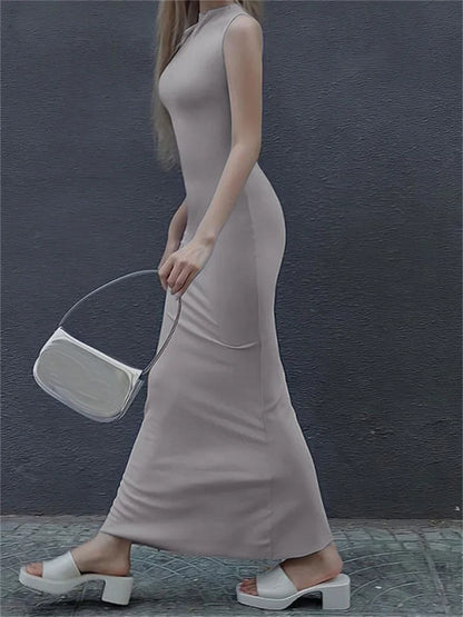 For Sleeveless Maxi Dress Slim Off-shoulder High Street Bodycon Dress Party Gown Summer Maxi Dress