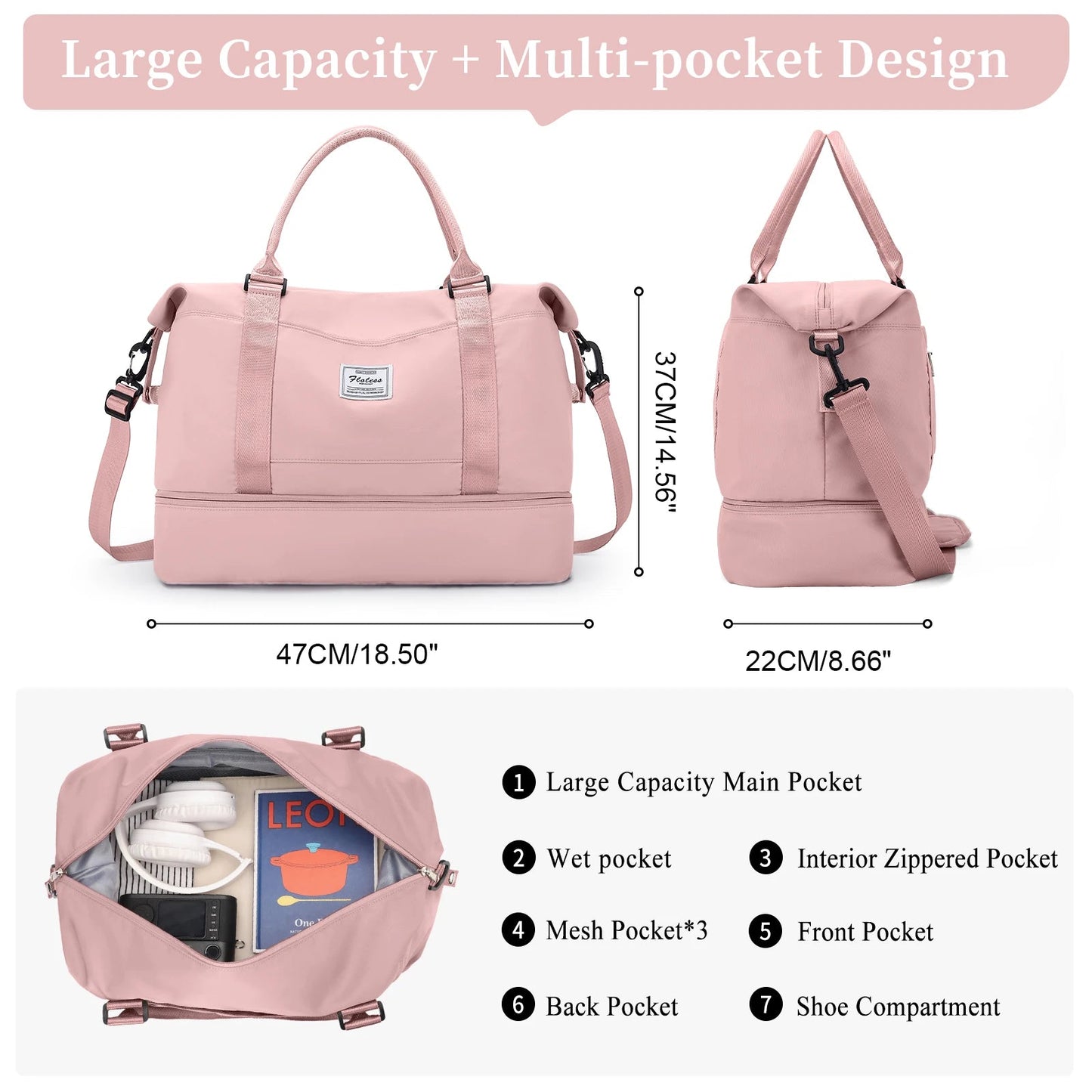 Weekender Bags for Personal Item Travel Bag With Shoes Compartment Overnight Travel Duffel Bag With Toiletry Bag Gym Bag