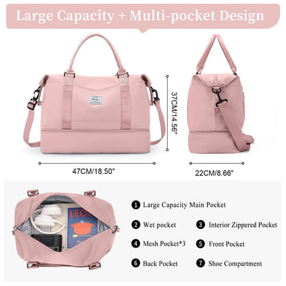 Weekender Bags for Personal Item Travel Bag With Shoes Compartment Overnight Travel Duffel Bag With Toiletry Bag Gym Bag