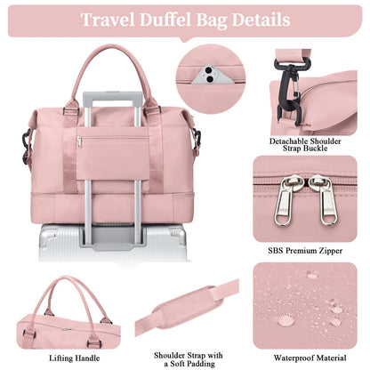 Weekender Bags for Personal Item Travel Bag With Shoes Compartment Overnight Travel Duffel Bag With Toiletry Bag Gym Bag