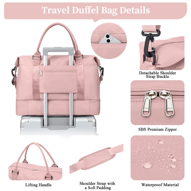 Weekender Bags for Personal Item Travel Bag With Shoes Compartment Overnight Travel Duffel Bag With Toiletry Bag Gym Bag