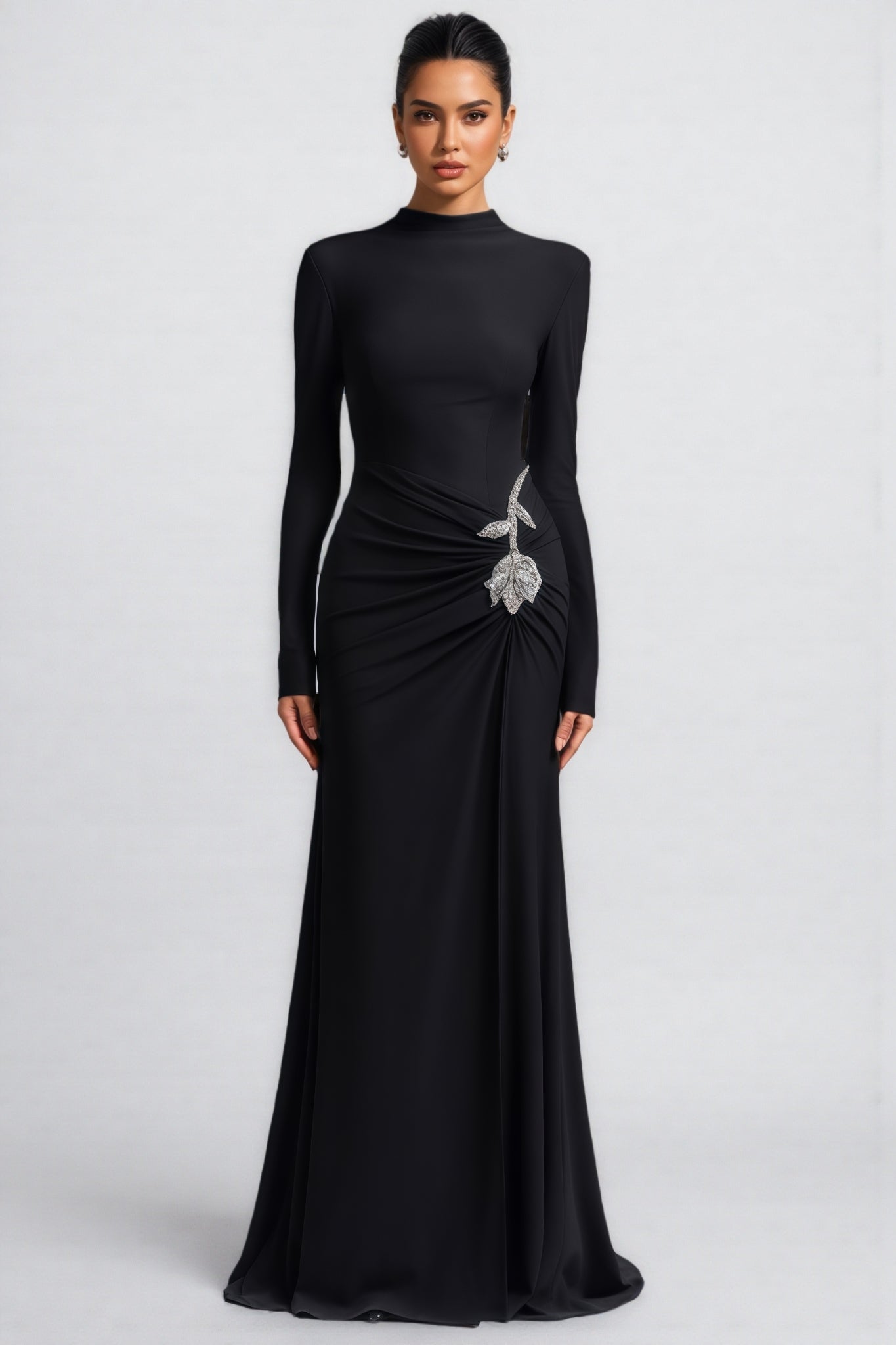 Dulio Black Rhinestone Maxi Dress
