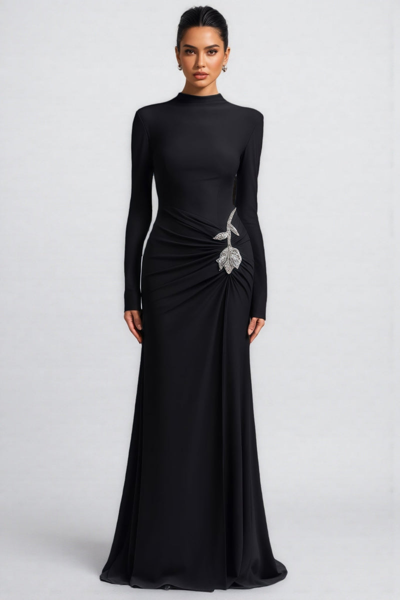 Dulio Black Rhinestone Maxi Dress