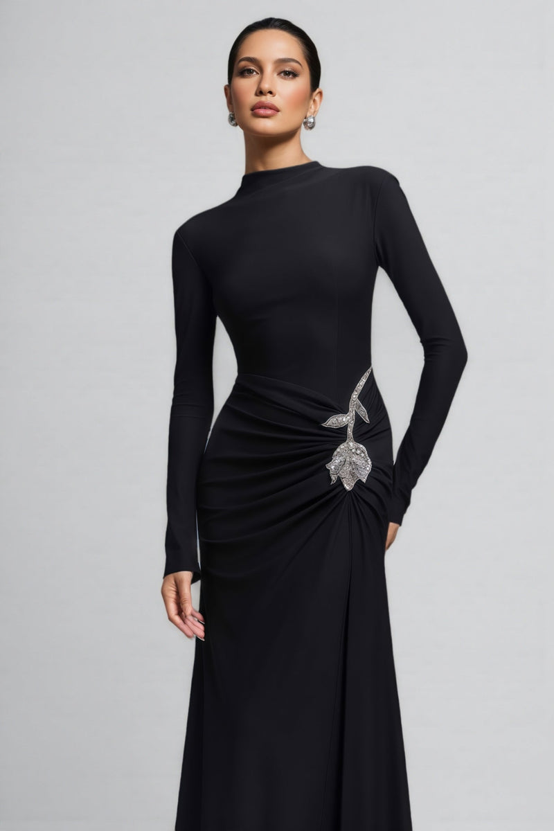 Dulio Black Rhinestone Maxi Dress
