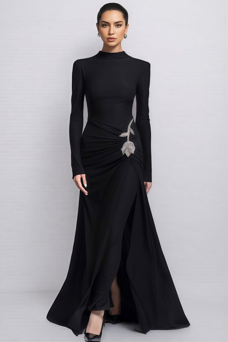 Dulio Black Rhinestone Maxi Dress