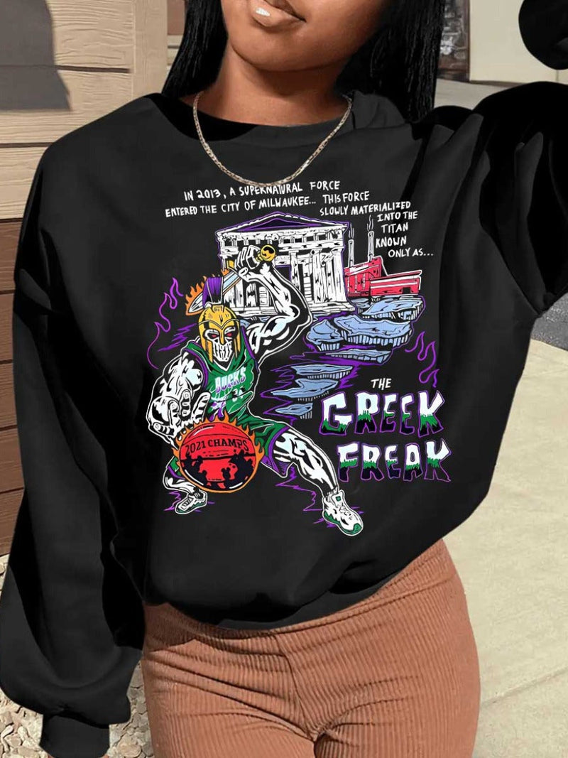 Graffiti Figure Letter Print Sweatshirt At9077