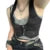Y2k Pu Leather Vest Aesthetic V Neck Sleeveless Button Tank Tops 2000s Dark Academia Tshirt Waistcoat