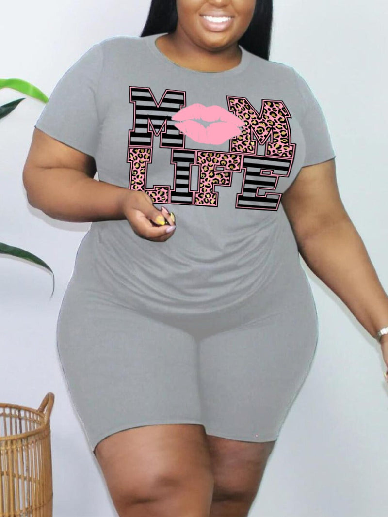 Lip Letter Print Shorts Set Ar5060