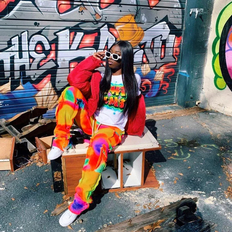 Stacked Tie Dye Cargo Street Style Y2k Sweatpants