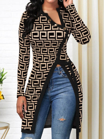 Sxy Geometric Print Bandage Design Blouse Ar5062