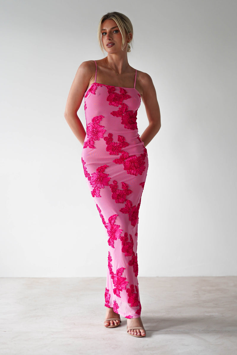 Adorelle - Soft Bloom - Mesh Maxi Dress
