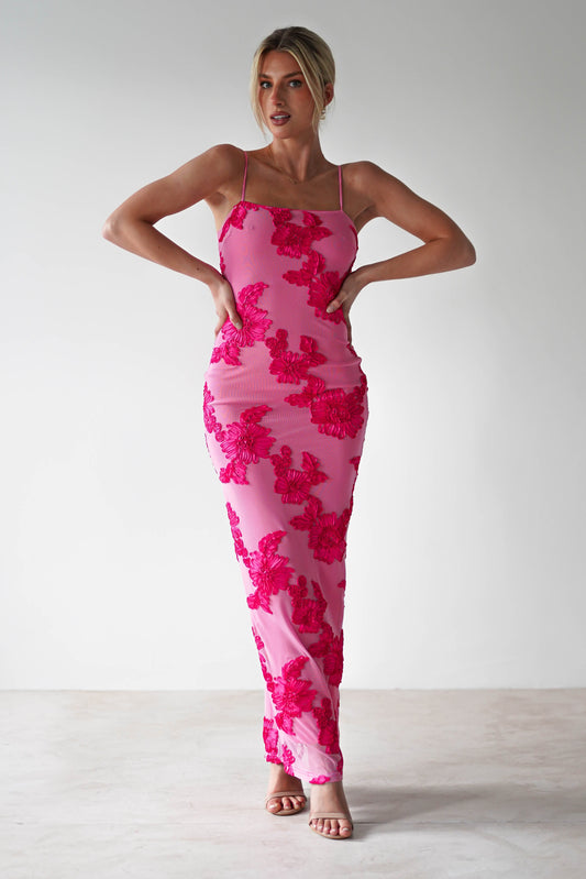 Adorelle - Soft Bloom - Mesh Maxi Dress