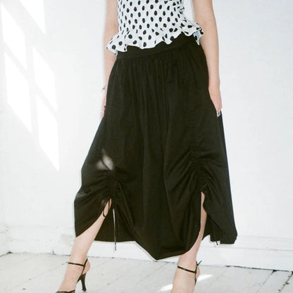 Plaid Drawstring Maxi Skirt