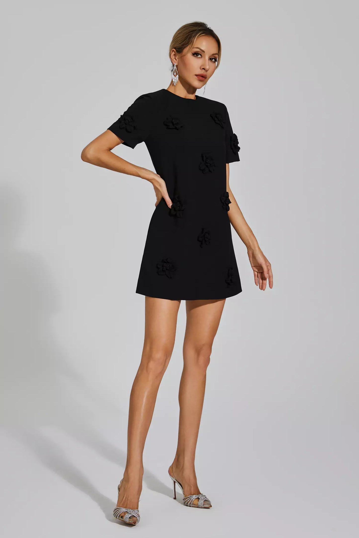 Alison Black Jacquard Mini Dress
